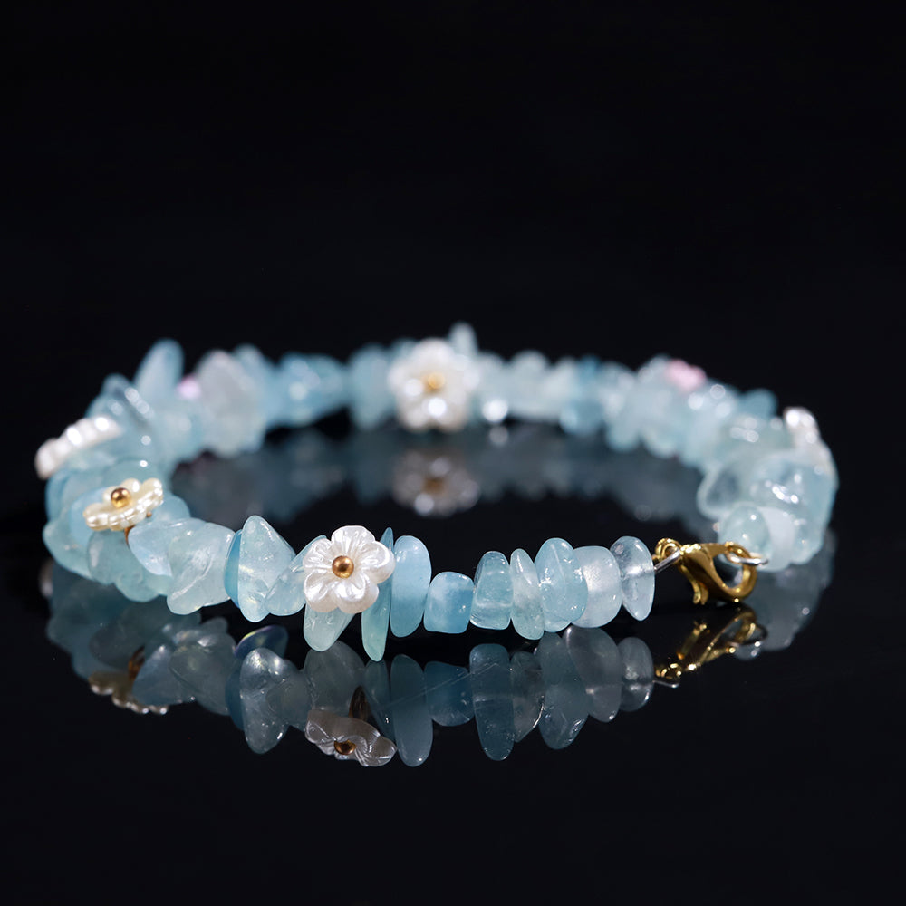 Aquamarine Chip “Sea Breeze Bloom” Bracelet